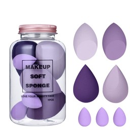 COSCANA®, 7 Pcs Makeup Sponge Set, Foundation Blending Beauty Sponge, Flawless for Liquid Powders and Creams, (Purple)
