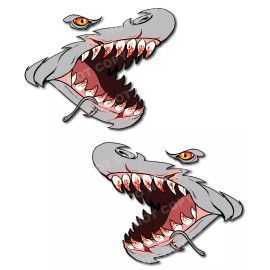 Decals by Haley 2pcs 11" Shark Mouth Teeth Graphic Stickers Decal For Kayak Car Side Door Fender