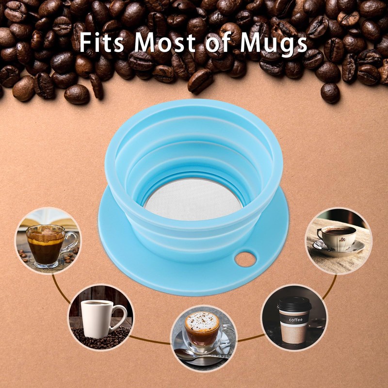 VVGCS Collapsible Pour Over Coffee Dripper Single Cup, Paperless Travel