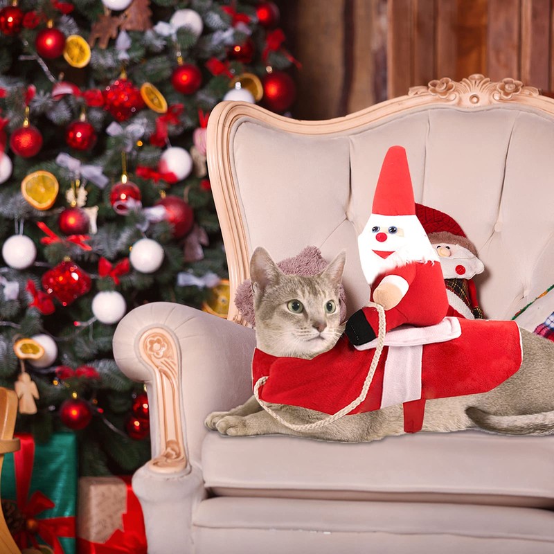 Dog Costume Christmas, Dog Cat Santa Costume Santa Claus Riding