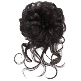 Messy Bun Hair Piece, Curly Wavy Hair Bun Extensions for Women, Tousled Updo Fake Hair Scrunchie, Synthetic Hairpiece with Elastic Band, Fake Bun for Updo Styling (Mix Light Brown)
