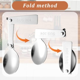 Nogeqi Set of 2 Stainless Steel Folding Spoons for Yoghurt Cups, Foldable Spork Fork and Spoon Set, Folding Spoon to Go Foldable Fork and Spoon, Folding Spoon for Picnic, Travel, Camping