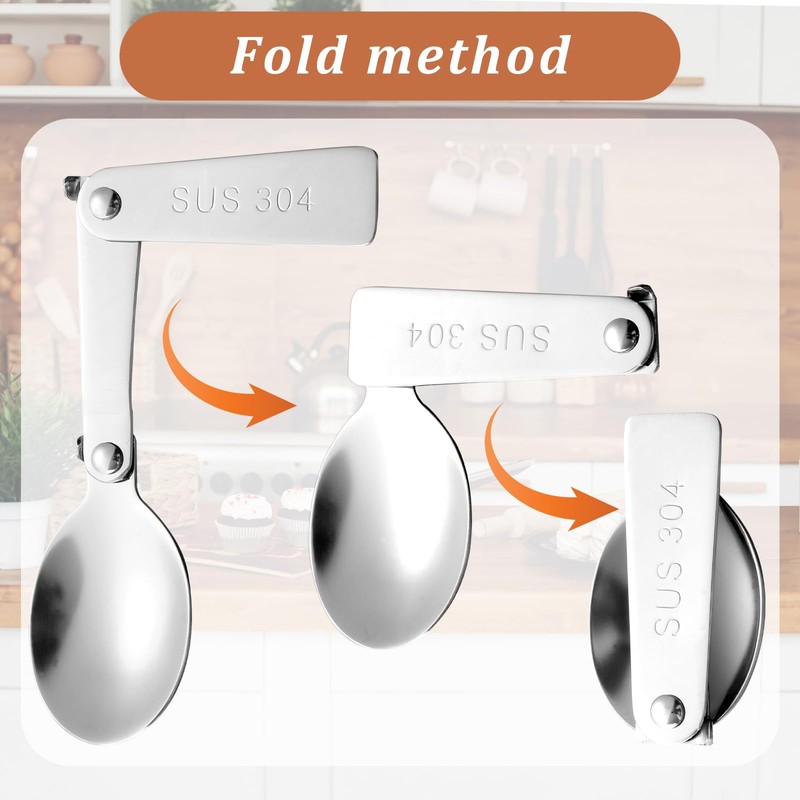 Nogeqi Set of 2 Stainless Steel Folding Spoons for Yoghurt