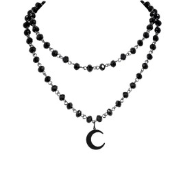 Hanary Gothic Layered Black Crescent Moon Choker, Black Moon necklace for Women, Gothic Goth Necklace, Goth Jewelry, Christmas Jewelry Gift for Women
