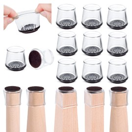 24Pack Chair Leg Floor Protectors, Furniture Felt Pads，Silicone Covers Caps for Hardwood Floors Bed Frame Legs Table, Non Slip, Reduce Noise, Anti Scratch (Clear Round(1.58" *H1.34))