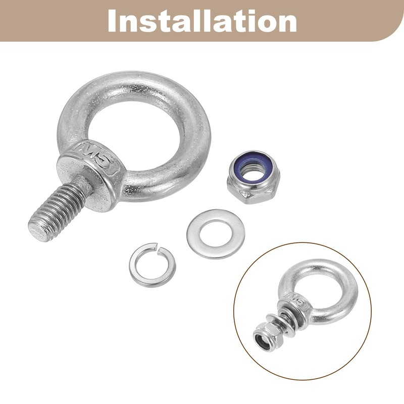 sourcing map Lifting Shoulder Eye Bolt M5 x 12 mm,