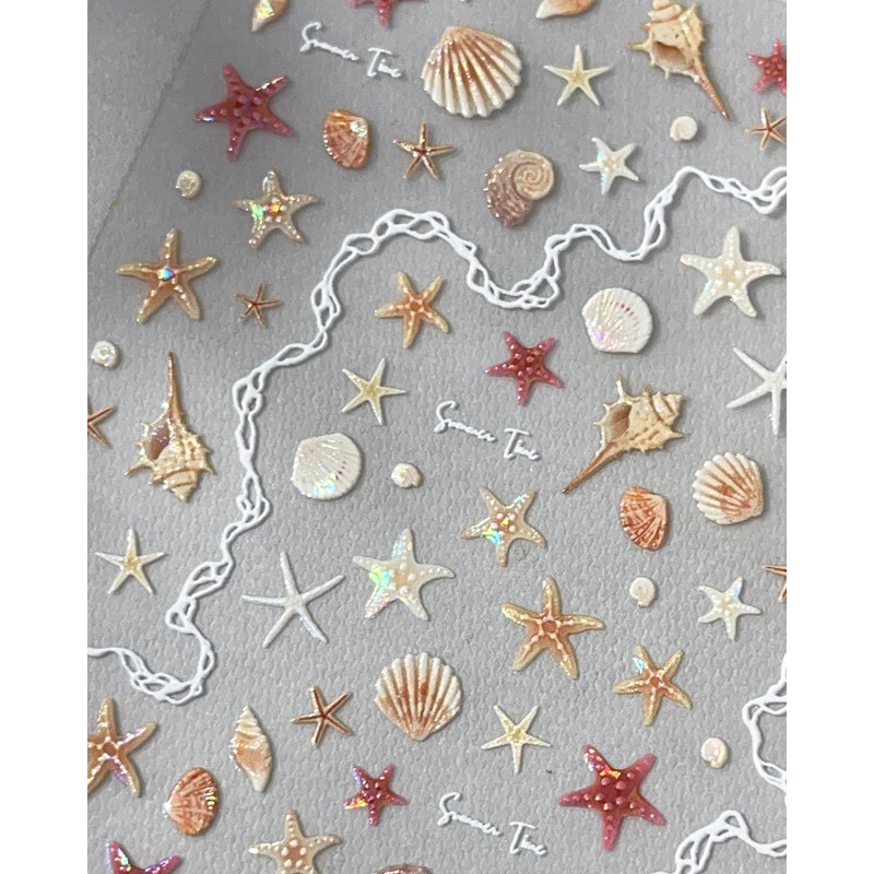 3D Nail Stickers Orange Shell Relief, Easy-to-Apply Nail Art with