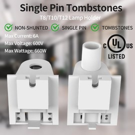 (25-Pairs) JESLED Single Pin FA8 Tombstone - Non-Shunted T8/T10/T12 LED Socket Lampholder Base Holder for 8FT Fluorescent Tube Light, Retrofiting Bulbs Fixtures, Flameresistant Plunger, UL Listed