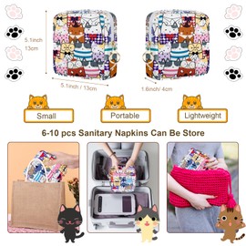 Likesing Tampon Holder for Purse, Canvas Period Bag Sanitary Napkin Storage Bag for Girls Womens, Portable Feminine Emergency Pad Period Pouch(Colorful Kittens)