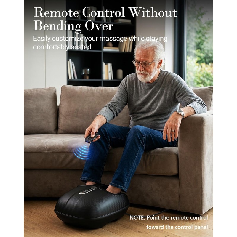 Foot Massager with Heat & Remote, 5-Level Compression