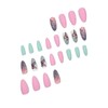 Pink&Green Press on Nails Medium Almond Fake Nails Ombre False