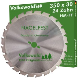 Volkswald ® HM Saw Blade FF 350 x 30 mm Z = 24 Nail-Proof Circular Saw Blade for Table Saw Rocker Saw Firewood Saw for Construction Wood Firewood Shellwood Shell Board Gas Concrete Stone Fibreboard