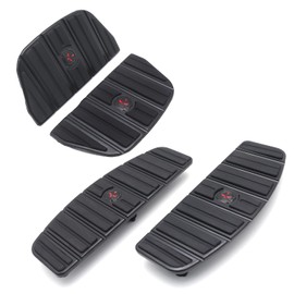 HTTMT- Front Rear Passenger Rider Driber Skull Footboard Floorboard Compatible With 87-15 TOURING SOFTAIL [P/N: MT216-068+069-BK]