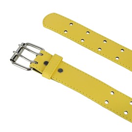 CTM® Kids' Leather Two Hole Jean Belt, Medium, Yellow
