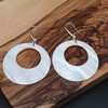 THEPRETTYBITS White Mother Of Pearl Hoop Earrings, Long Dangle Drop,