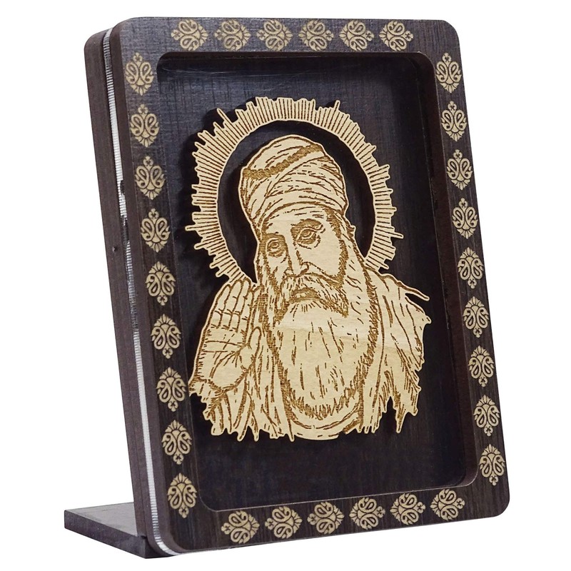 Wooden Frame Shree Gurru Nanak Dev Home Decor Double Sided
