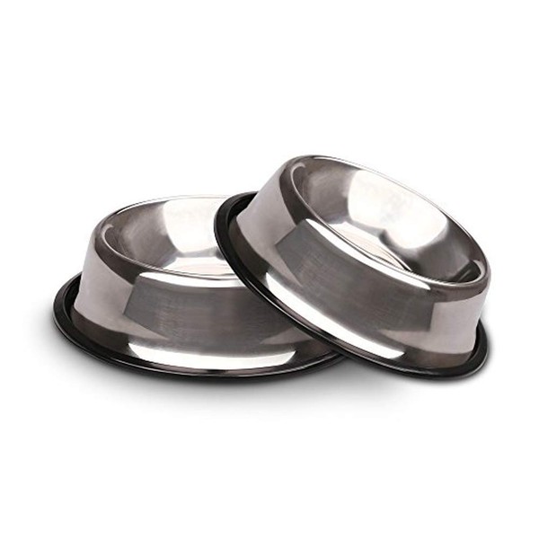 Steel Dog Bowl with Rubber Base for Small Medium and