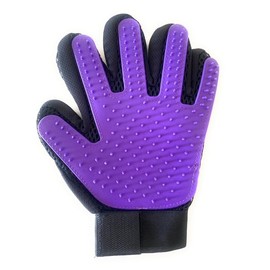 Dog/Cat Silicone Hair Remover Cleaning Pet Grooming Pet Glove Comb Bath Massage (Purple) Right Hand