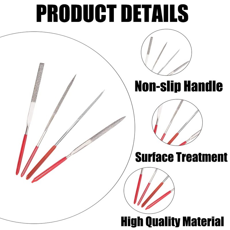 Utoolmart Diamond Needle File, 5-Pieces Mini Diamond Needle File Set,