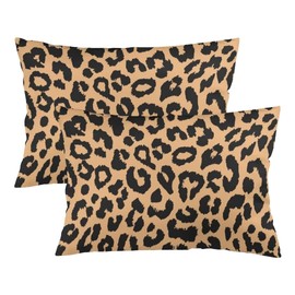 Leopard Print Throw Pillow Cover Queen Size Set of 2 Cheetah Safari Wild Animal Skin Texure Wildlife Lumbar Pillow Case Decorative Standard Pillow Cases with Zipper Cushion Covers for Bed,Sofa 20"x30"