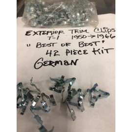 German VW Beetle T1 Early Wide Exterior Trim Kit Clips 1950-1966 German 42 Piece Kit