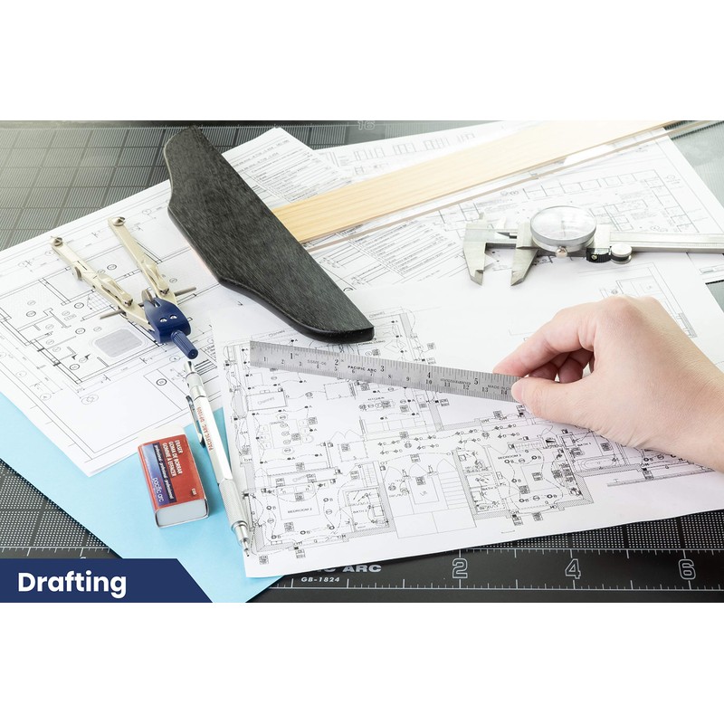 Pacific Arc 6 Inch Stainless Steel Ruler with Inch/Metric Conversion