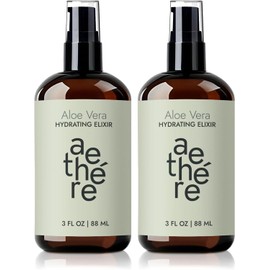 Aethere Gel De Aloe Vera Para Rostro, Piel Y Cabello - Alivio De Quemaduras Solares - Aloe Vera Orgánico Prensado En Frío - Cultivado Y Cosechado En Texas - Ee. Uu. - 3 Onzas Líquidas (Paquete De