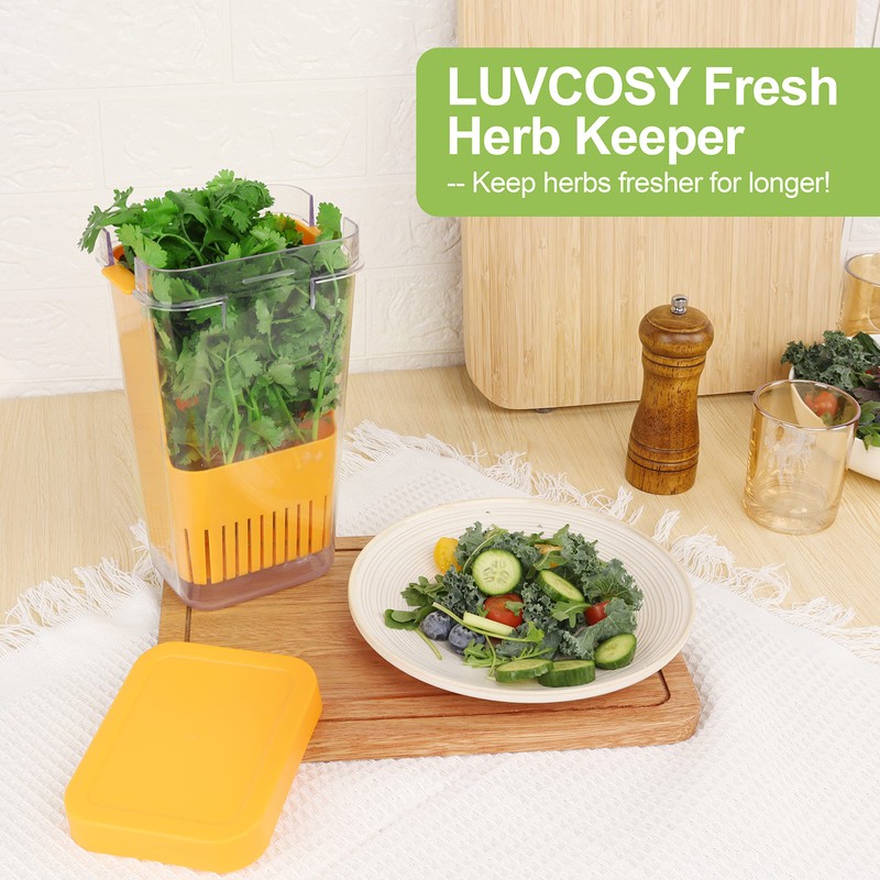 LUVCOSY Fresh Herb Keeper for Refrigerator, Clear BPA-Free Herb Saver,