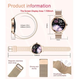 niolina Smart Watches for Women, 1.106" AMOLED Small Screen Smartwatch Answer/Make Call for Android iOS Phones, IP68 Waterproof Fitness Activity Tracker with 100+ Sports, Heart Rate, SpO2, Rose Gold