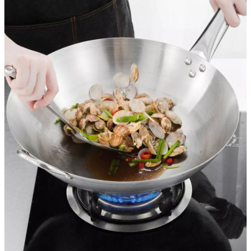 MEGA COOK 30cm Stainless Steel Wok Pan With Long &