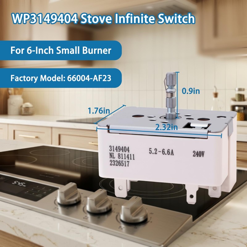 3149404 Infinite Switch for Whirlpool 6" Electric Stove Cooktop Burner