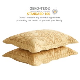 CHIXIN Microfiber King Pillow Shams Set of 2 - Decorative Quilted Pillow Covers - Honey-Gold - Size (20" x 36")