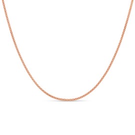 KEZEF 18k 2mm Rose Gold Plated 925 Sterling Silver Necklace Chains Italian Popcorn Coreana 30 Inch Necklace Chain Solid Silver Necklace for Women Mens Necklace Chain