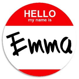 Kiwi Gifts Hello My Name Is Emma - 3 Pack Circle Stickers 3 Inch - Custom Nametag