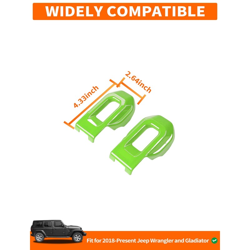 Savadicar 2-Piece Green Hood Latch Trim Cover for Jeep Wrangler