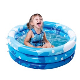 Sloosh - Piscina Inflable para niños, 86 x 25 cm, Piscina Azul de 3 Anillos para bebés, Piscina de Juegos para Perros con diseño geométrico para