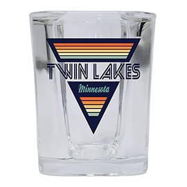 R and R Imports Twin Lakes Minnesota 2 Ounce Square Base Liquor Shot Glass Retro Design