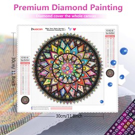 HuaCan Mandala Diamond Painting Kit for Adults, Diamond Painting Kits, Full Round Drill 5D Diamond Art Kit, Painting by Diamonds for Adults Gift Wall Decor 11.8x11.8in/30x30cm