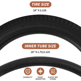 12.5"/14"/16"/18"/20" Kids Bike Tire 2 Pack Folding Replacement Tire and Inner Tubes, Black Bike Tires Compatible with 12.5/14/16/18/20x1.75/1.95/2.125 Tire Wheel