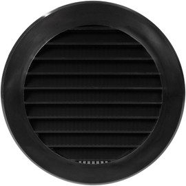 Repa Market 2-Pack 4'' Inch - Plastic Black Vent Covers with Flange - Round Soffit Vent - Air Vent Louver - Grille Cover - Protective Screen Mesh - HVAC Ventilation
