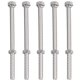 TA-VIGOR 5Pcs M8 x 130mm Hex Head Screws Bolts, Nuts, Flat & Lock Washers Kits, Fully Thread Hexagon Bolts, High Tensile Cap Screws for Metal Work, Automotive Machinery, Bike Motorcycles Repair