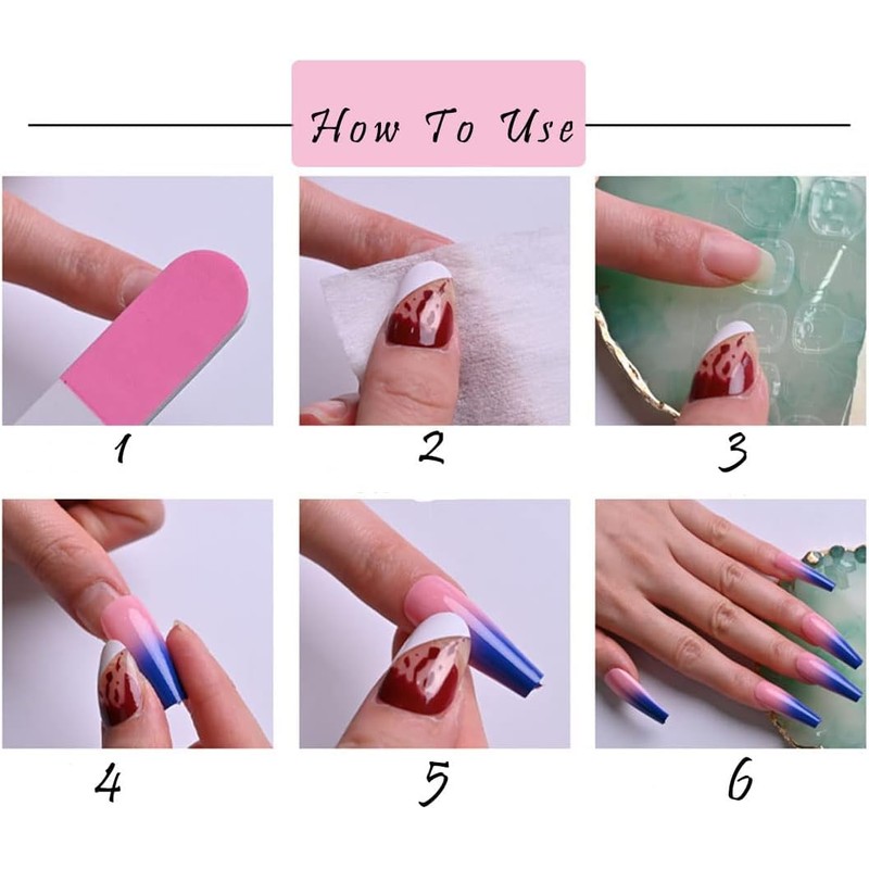 Resweky Medium Complete False Nails Pink Nude Square Shiny French