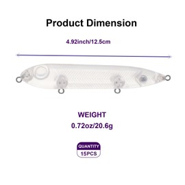 Aollerfilery Fishing Blanks Lures Kit - DIY Topwater Swimbait & Crankbait Set for Big Fish - Ideal for Saltwater & Freshwater Fishing,Transparent & Unpainted Bait Blanks