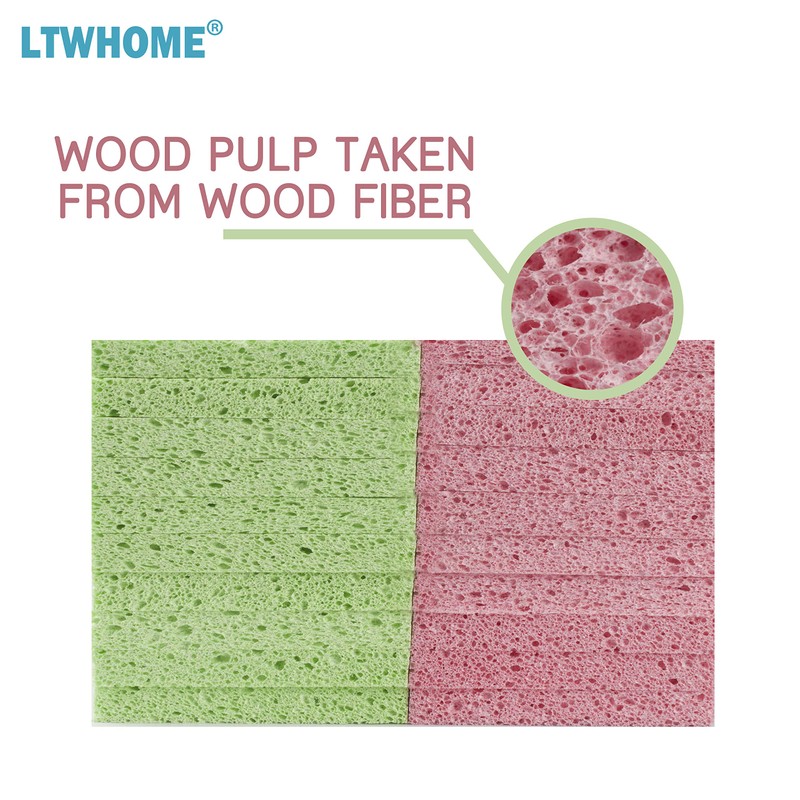 LTWHOME Natural Cellulose Sponges Scratch-Resistant Durable Cleaning Sponges Item Number