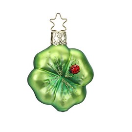 Inge Glas Christmas Tree Decoration Tree Decoration Clover Lucky Clover Diameter 6.5 cm Mouth-Blown