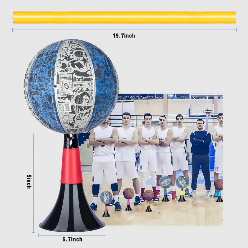 Basketball Training Cones and Agility Poles Set, 8pcs Cones with