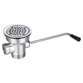 3-1/2" Commercial Sink Drain with Twist Lever Handle, Waste Drain Valve with Overflow Inlet for Restaurant 2/3 Compartment Sink, Easy Controll, Block-Free and Leakproof