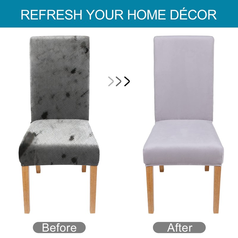 Smiry Velvet Stretch Dining Room Chair Covers Set of 2,