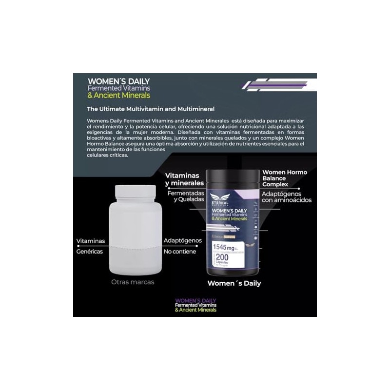 Eternal Nutrition Women Daily Multivitamínico Mujer 200 Cápsulas Vitaminas Minerales