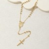Gold Rosary Bead Cross Necklace for Women Men with Virgin